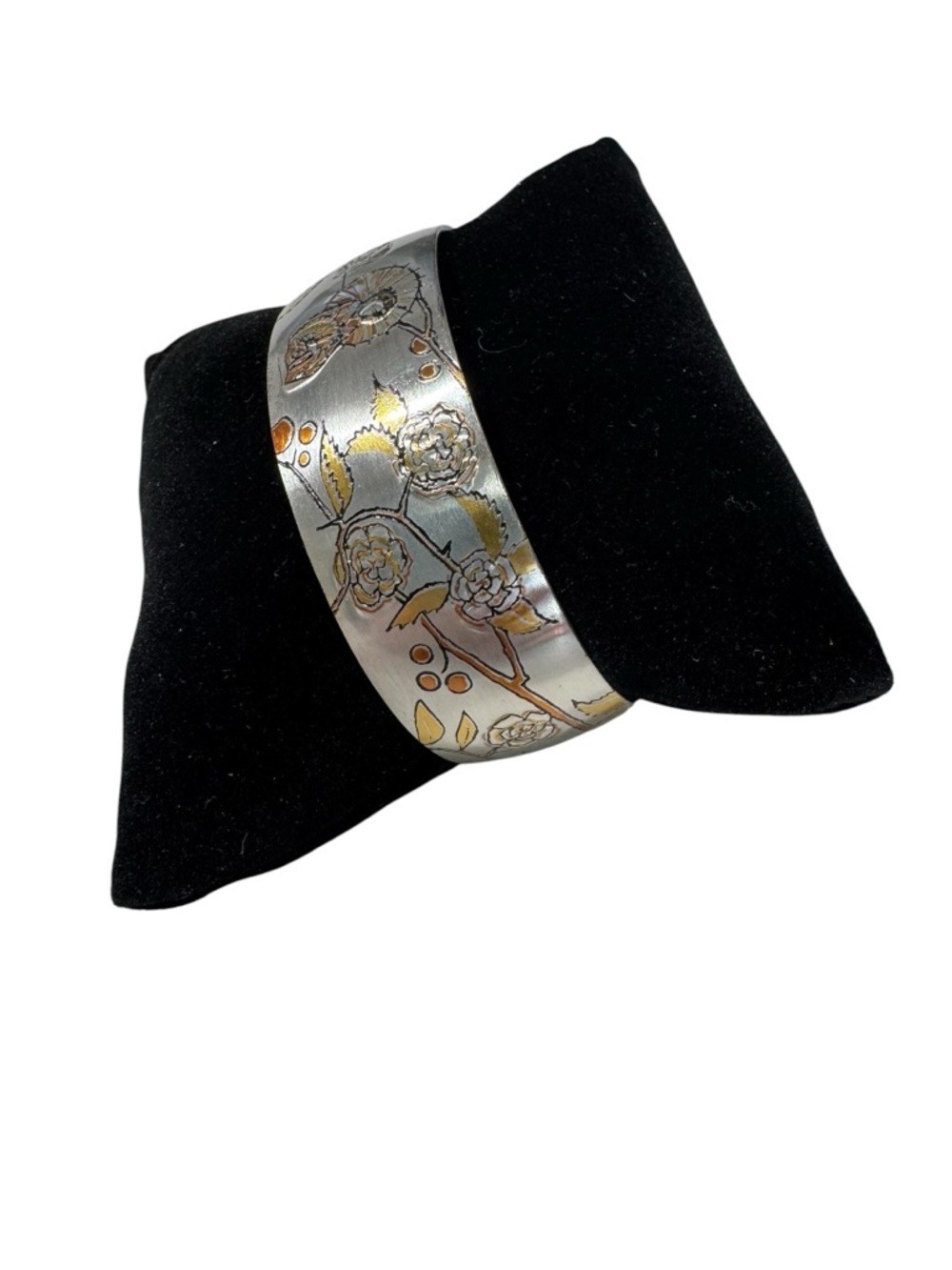 VTG Reed & Barton Damascene Geisha & Floral Design Cuff Bracelet - Picture 4 of 8